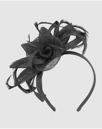 Max Alexander - Sinamay Black Flower Racing Fascinator