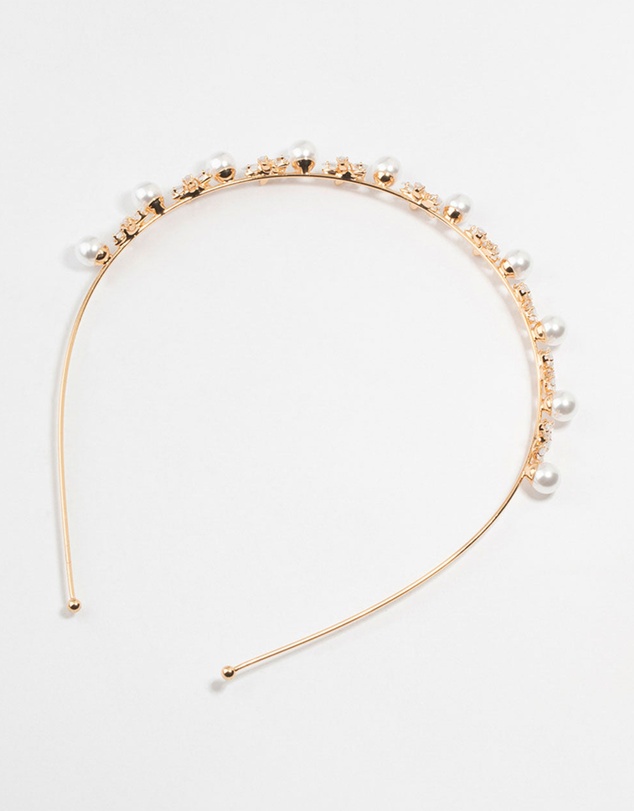 Lovisa - Gold Plated Alternating Flower & Pearl Headband