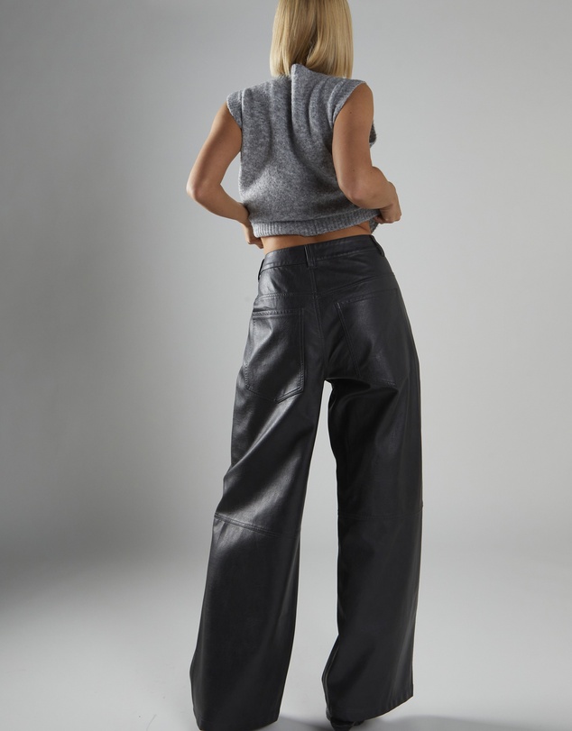 Glamorous - Wide Leg Distressed PU Trousers