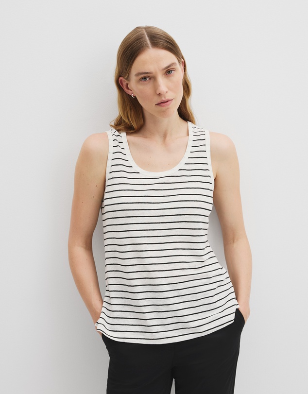 Country Road - Organically Grown Linen Stripe Scoop Neck Tank