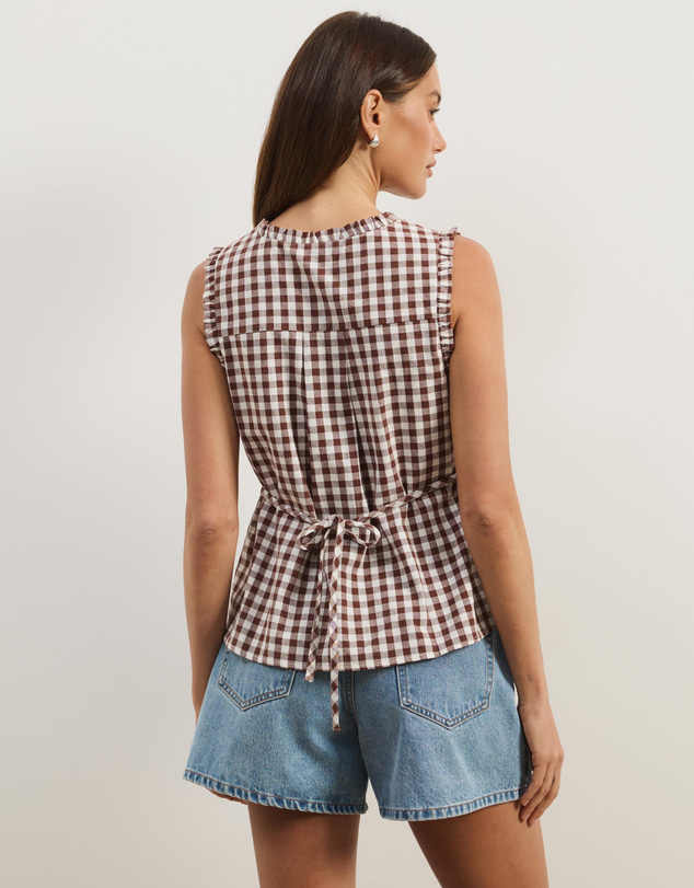 Atmos&Here - Lydia Gingham Tie Back Top