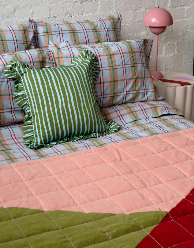 Mosey Me - Strokes Ruffle Cushion - Guacamole