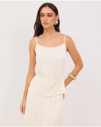 Calli - Sayer Satin Boat Neck Top