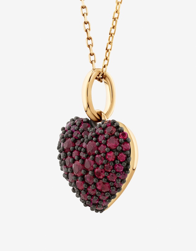 Michael Hill - Ruby Pave Heart Pendant in 10kt Yellow Gold