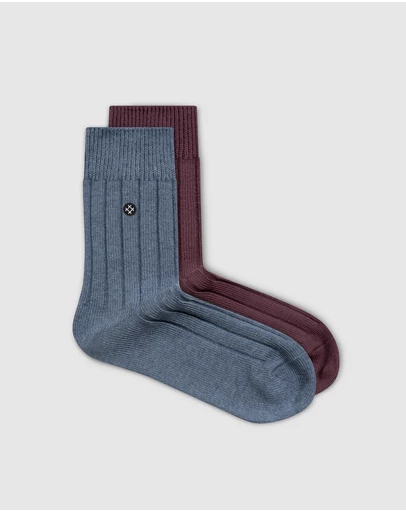 Sockdaily - Stone & Plum 2 Pack Quarter Socks