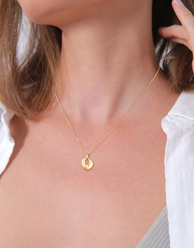 Elli Jewelry - Organic Disc Pendant Necklace in Gold-Plated 925 Silver