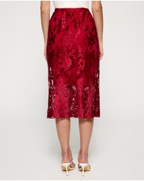 Lindsay Nicholas New York - Crimson Rose Lace Skirt with Crimson Underskirt
