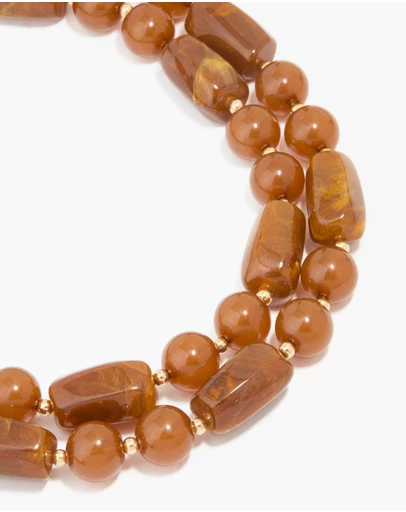 Lovisa - Brown Acrylic Beaded Long Layered Necklace