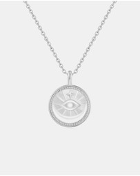 Ania Haie - Ania Haie Silver Evil Eye Mother-of-Pearl Medallion Necklace