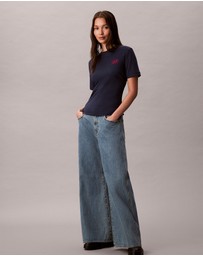 Calvin Klein Jeans - Script Logo Graphic Gathered T-Shirt