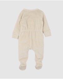 Bebe by Minihaha - Hunter Stripe Velour Zip Onesie - Babies