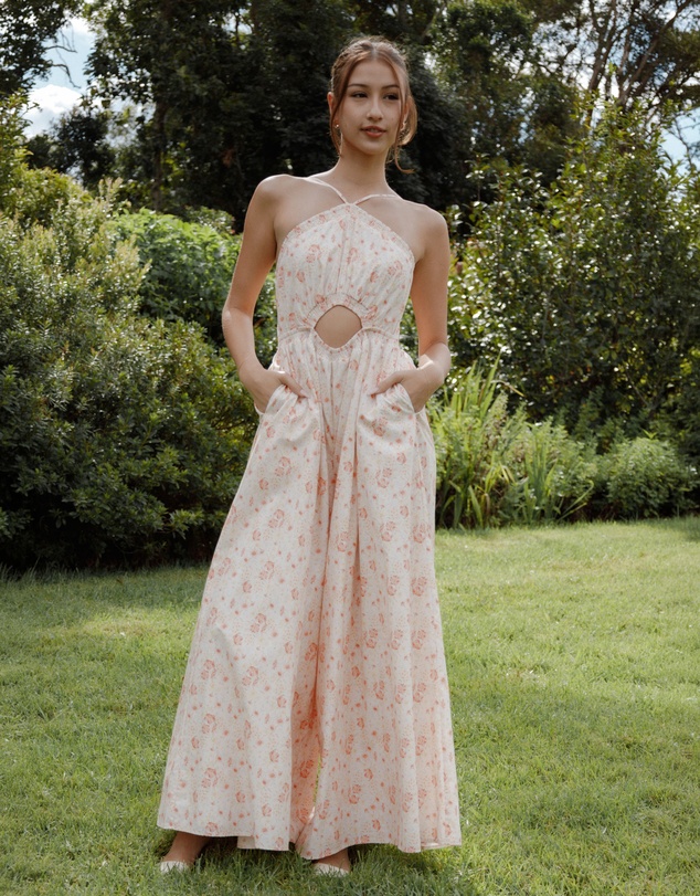 Petal & Pup - Madeira Jumpsuit - Peach Ditsy Floral