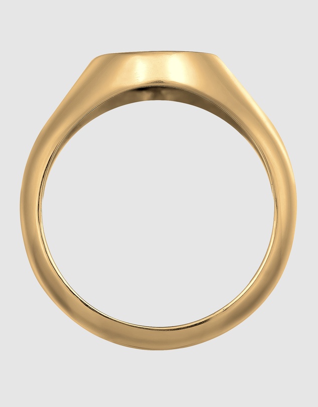 Kuzzoi - ICONIC EXCLUSIVE - Signet Ring with Compass Emblem in Gold-Plated 925 Sterling Silver