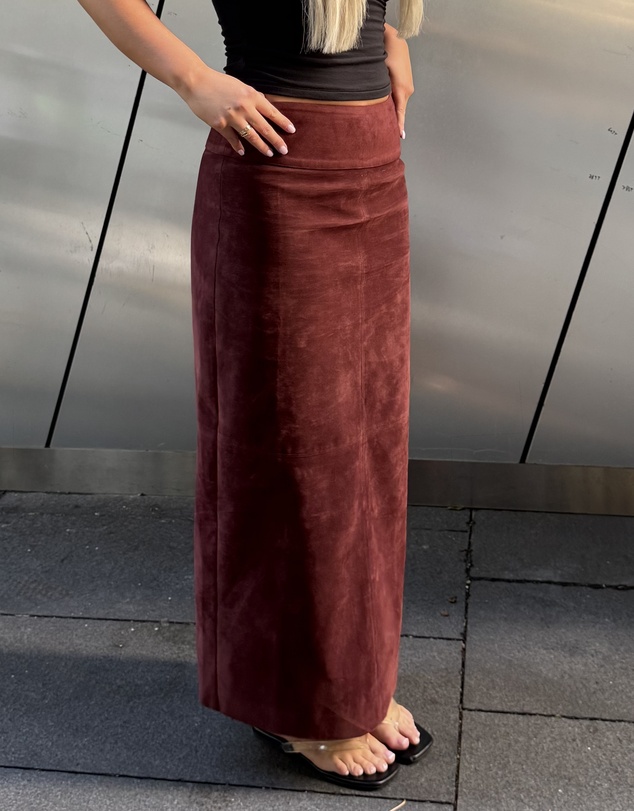 Dazie - Bailey Faux Suede Midi Skirt