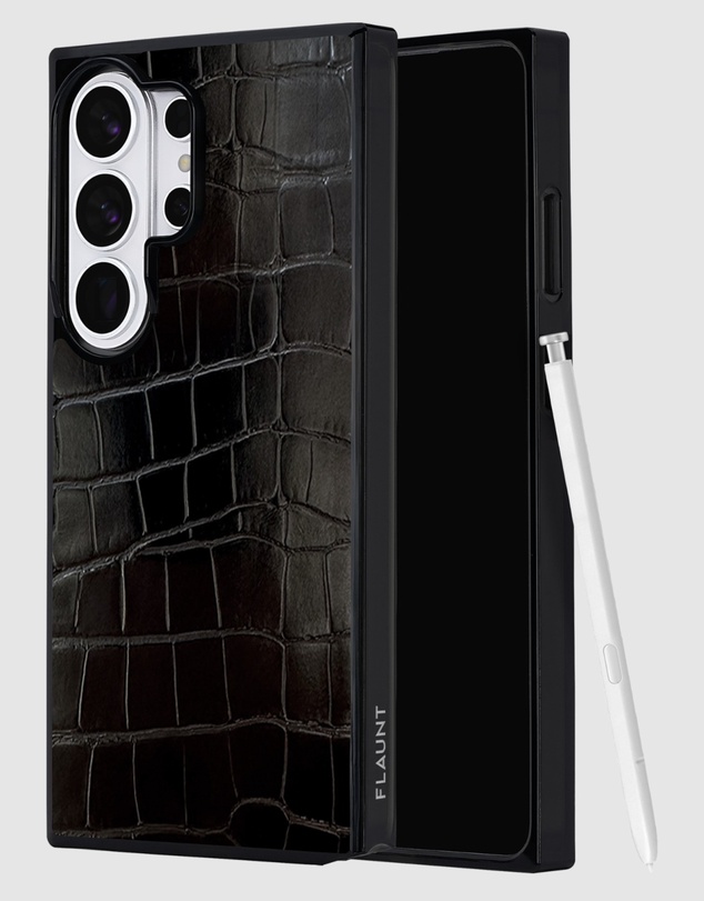 Flaunt - Flaunt Square Black Crocodile Faux Leather w/ Magnet for S26 Ultra
