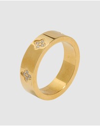 Lovisa - Waterproof Gold Plated Stainless Steel Cubic Zirconia Flower Band Ring