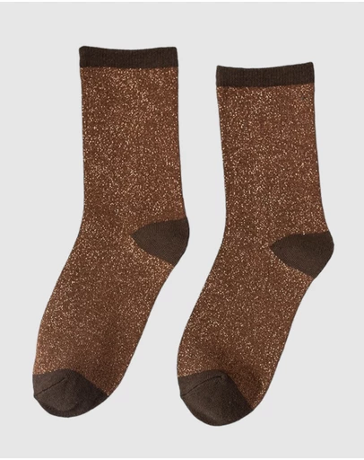 High Heel Jungle - Lurex Trouser Sock - Brown