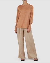 Amelius - Bronte Linen Three Quarter Jersey Top