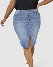 Sunday In The City - Two Men Down Denim Skirt