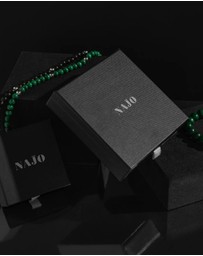Najo - Apollo Men's 6mm Matt Onyx & Steel Elasticised Bracelet