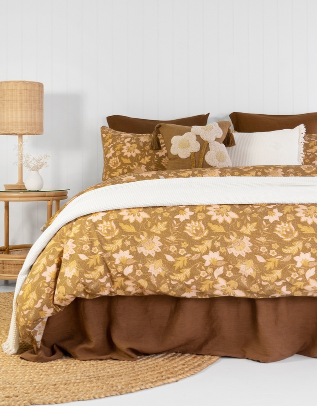 Bambury - Melati Floral Printed Cotton Quilt Cover Set - Reversible