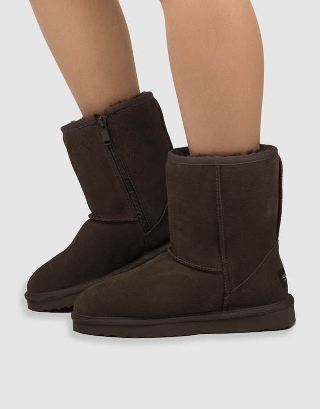AusWooli Ugg Boots - Bronte Mid Calf Zip-Up Sheepskin Boot