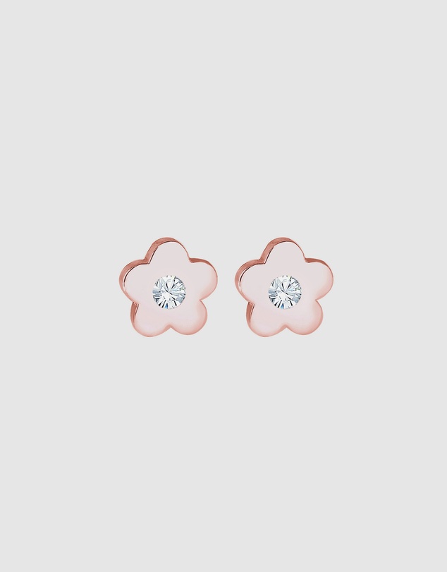 Elli Jewelry - Earrings Kids Flower Crystals 925 Sterling Silver Rose Gold-Plated