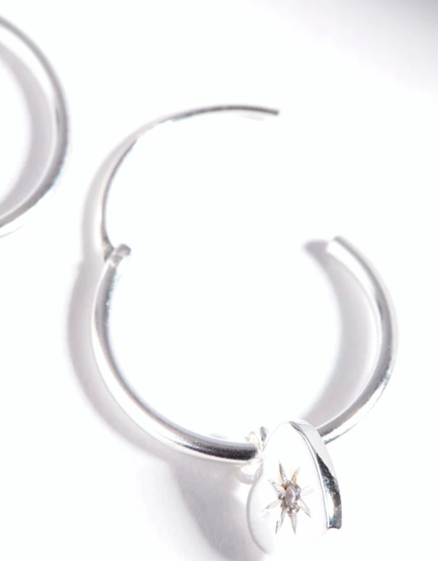 Lovisa - Sterling Silver Starburst Heart Hoop Earrings
