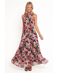 Petal & Pup - Caroline Maxi Halter Dress - Black Floral