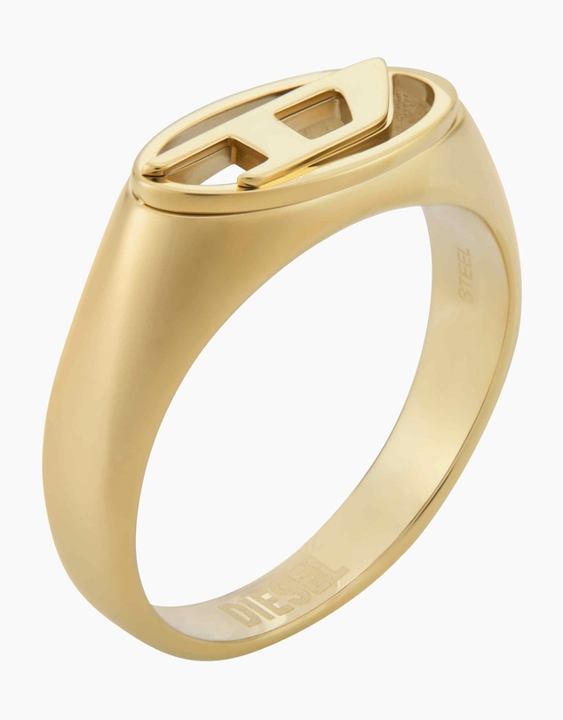 Diesel - Oval D Logo Gold Tone Ring