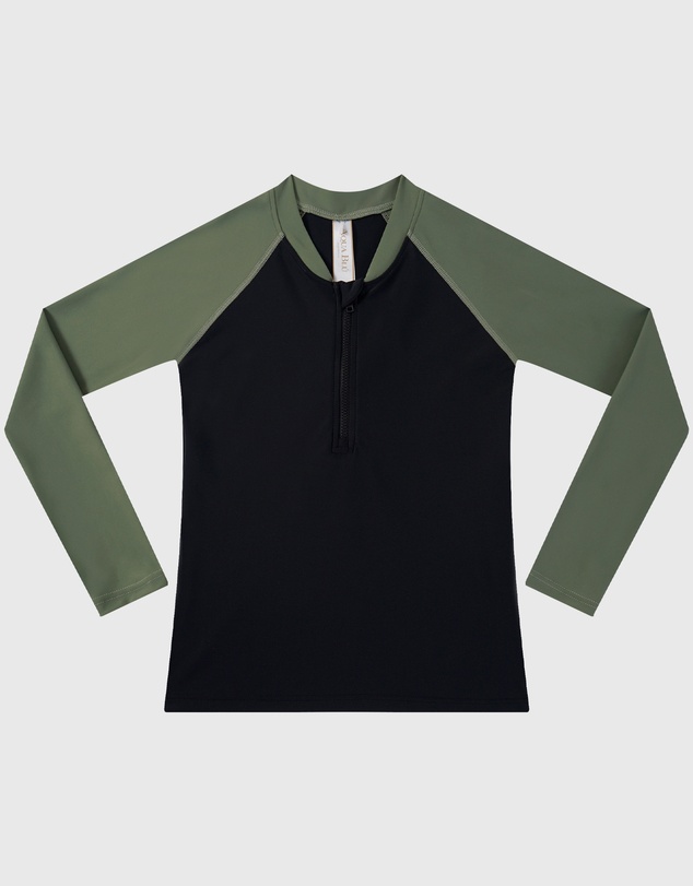 Aqua Blu Kids - Building Blocks Black Long Sleeve Rash Vest - Teens
