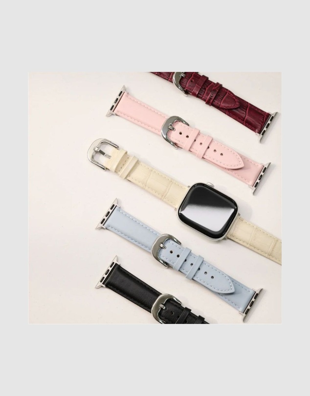 Burga - Burga Apple Watch 42/44/46/49 Leather Band - Silver Clasp Light Blue