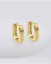 Wanderlust + Co - Triple Band Gold 10mm Huggie Earrings