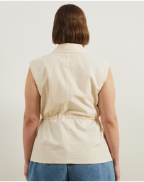 Atmos&Here Curvy - Charlotte Sleeveless Longline Linen Top