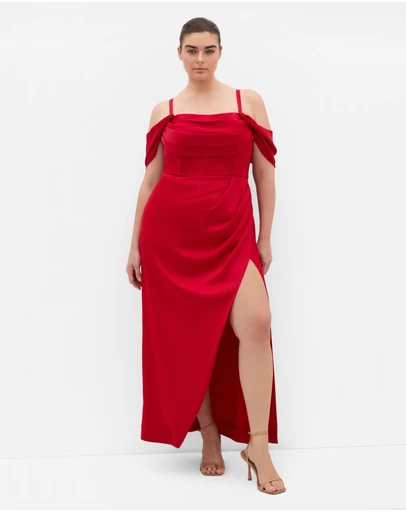 City Chic - Plus size Forbidden Love Maxi Dress - red