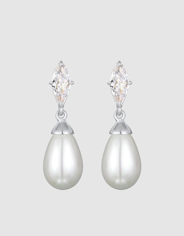 Elli Jewelry - Shell Pearl Zirconia Drop Earrings in 925 Silver