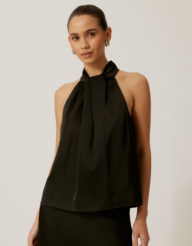 Tussah - Ruby Satin Halter Top