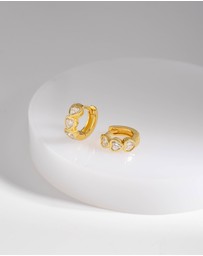 Wanderlust + Co - Heart Bezel Gold 8mm Huggie Earrings