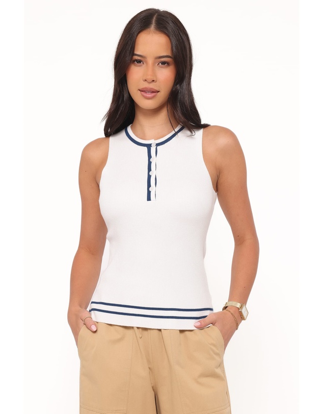 Petal & Pup - Marion Henley Knitted Tank Top - White
