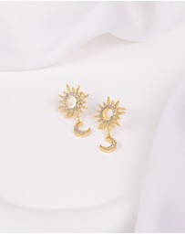 Wanderlust + Co - Sunlit Crescent Gold Drop Earrings