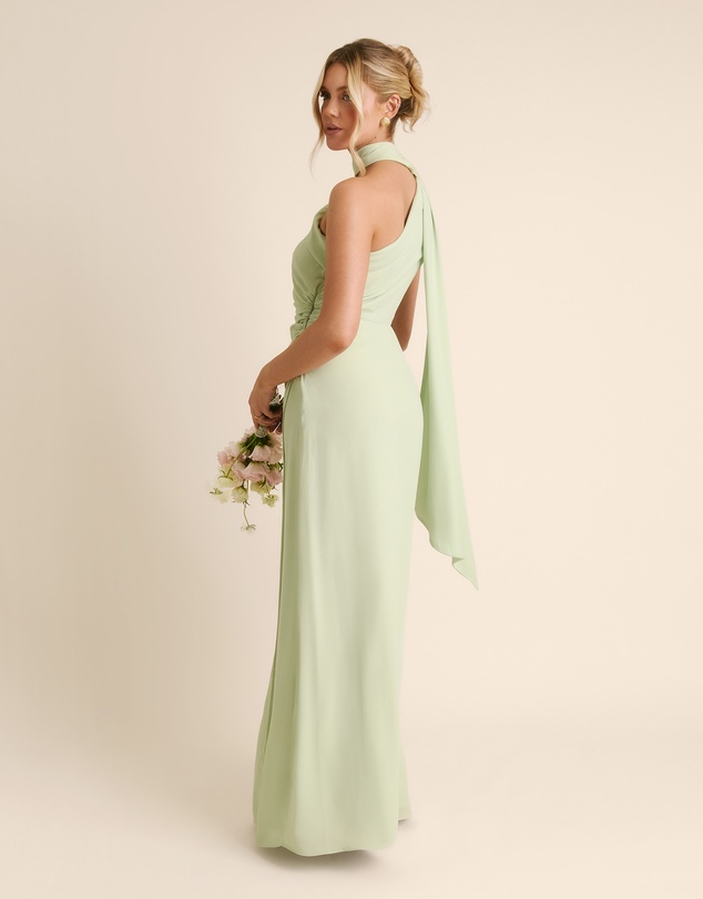 Six Stories - One Shoulder Neck Tie Chiffon Bridesmaid Dress