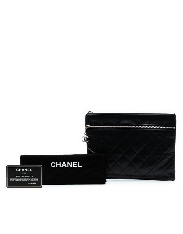 Pre-Loved by Azura Reborn - Pre-Loved Small CC Quilted Lambskin Multi Zip Clutch