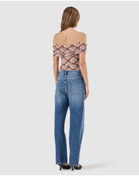 Rolla's - Field Lines Cold Shoulder Top