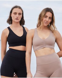 Upstate - Rouched V Neck Crop - Black
