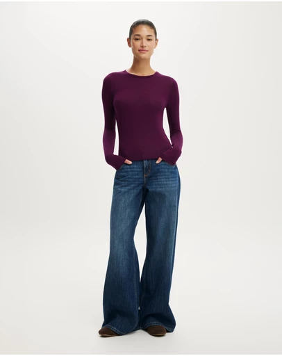 Cotton On - Sheer Layer Crew Long Sleeve Top