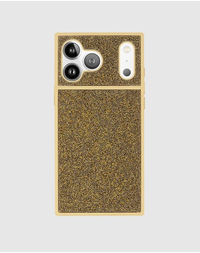 Flaunt - Flaunt Square Elegance Gold Crystal MagSafe Case for iPhone 18 Pro Max / 17 Pro Max