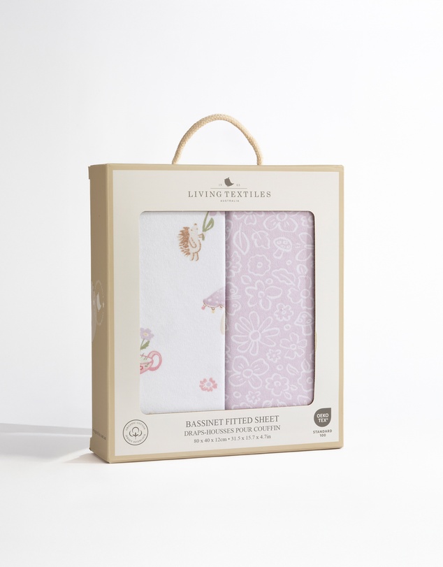 Living Textiles - 2 Pack Organic Bassinet Fitted Sheet - Whimsical Wonderland