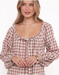 Petal & Pup - Costa Mini Dress - Tan Gingham