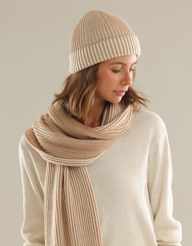 Morgan & Taylor - Sarina Ribbed Knit Beanie in Beige