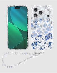 Kate Spade - Kate Spade Flowerbed Blue MagSafe Charm Bundle for iPhone 17 Pro Max